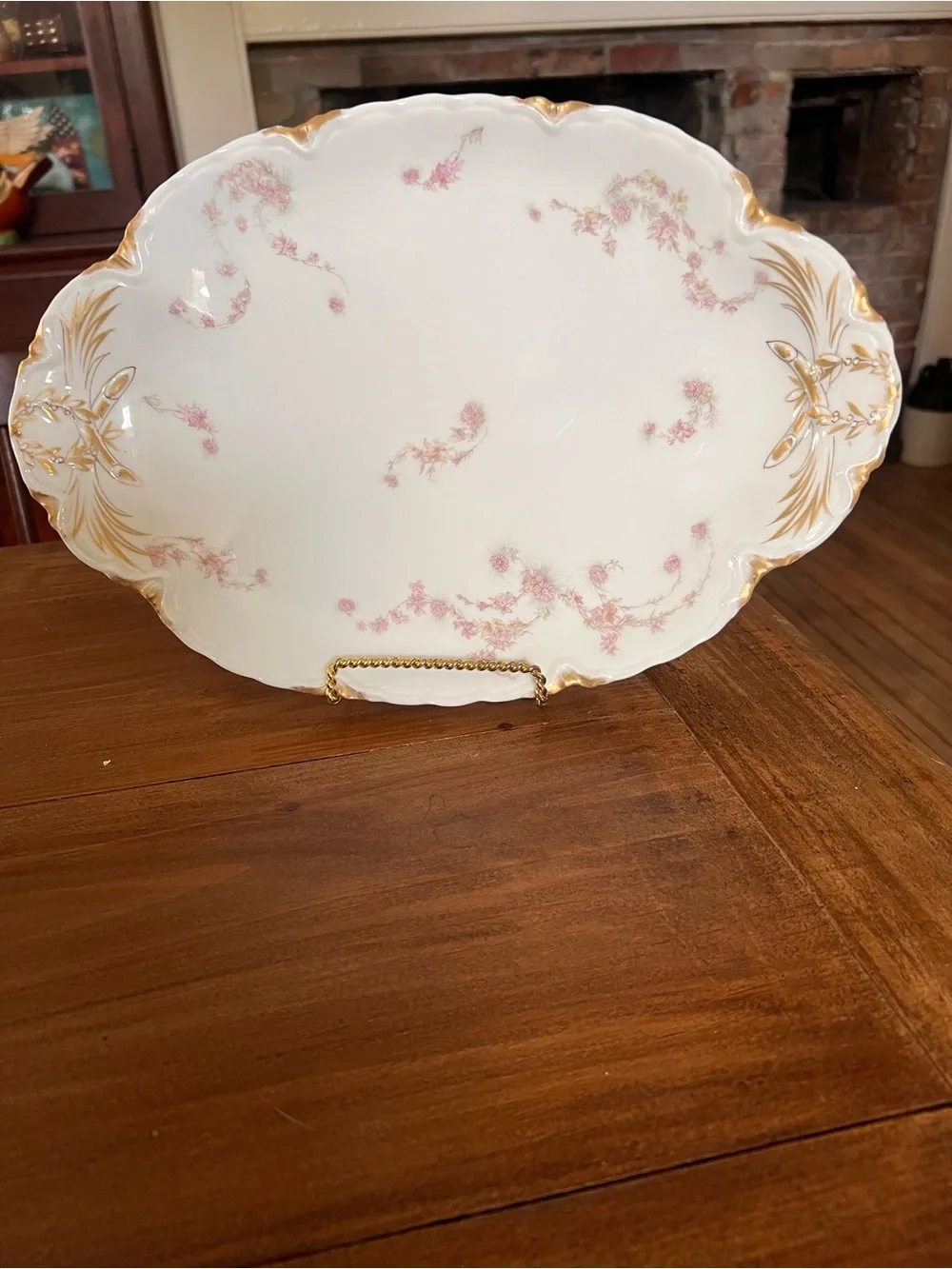 Haviland Limoges Porcelain Schleiger ?525 Pink Gold Floral 13.5” Platter